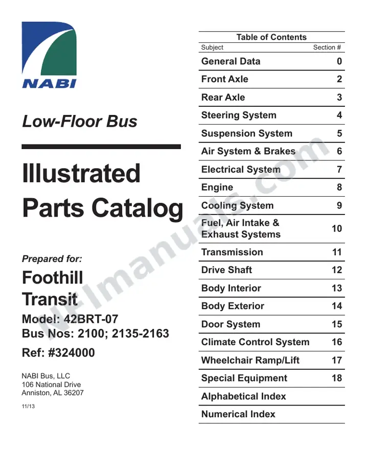 SR9273 (324000) Parts Manual, Foothill first-page preview