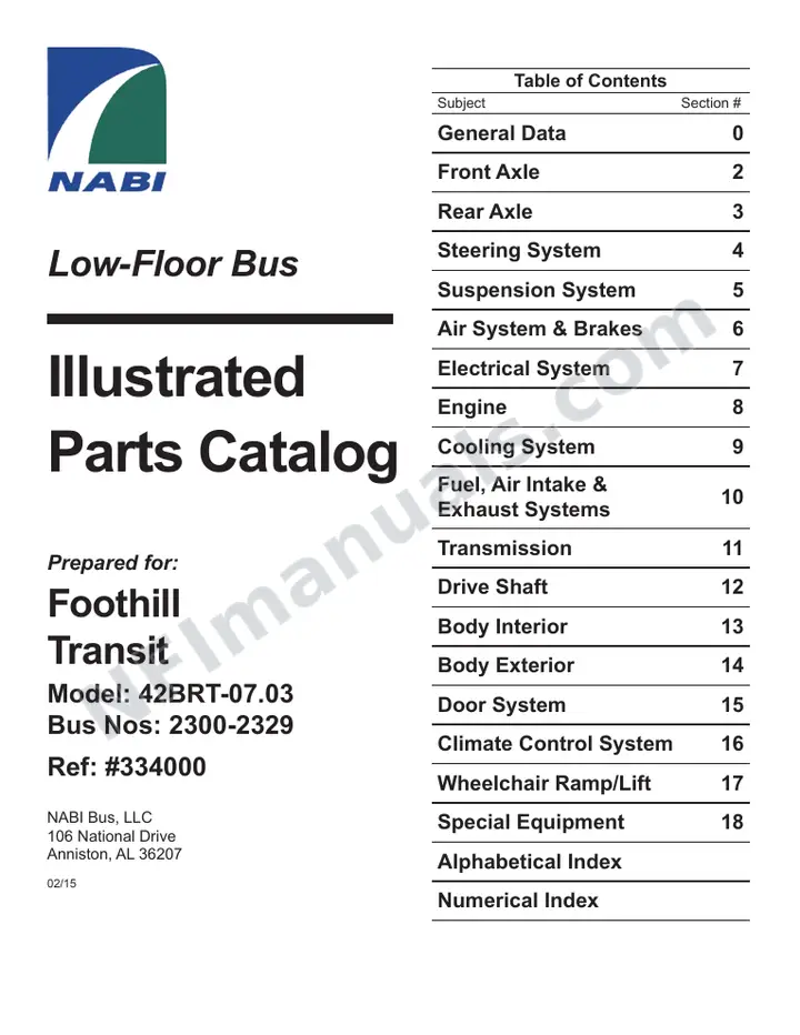 SR9286 (334000) Parts Manual, Foothill first-page preview