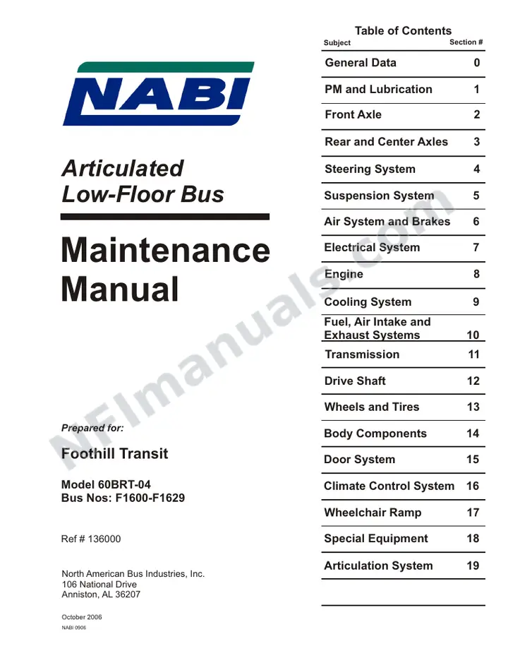 SR9111 (136000) Service Manual, Foothill Transit first-page preview