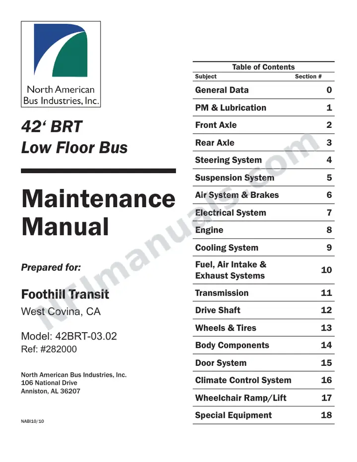 SR9230 (282000) Service Manual, Foothill Transit first-page preview