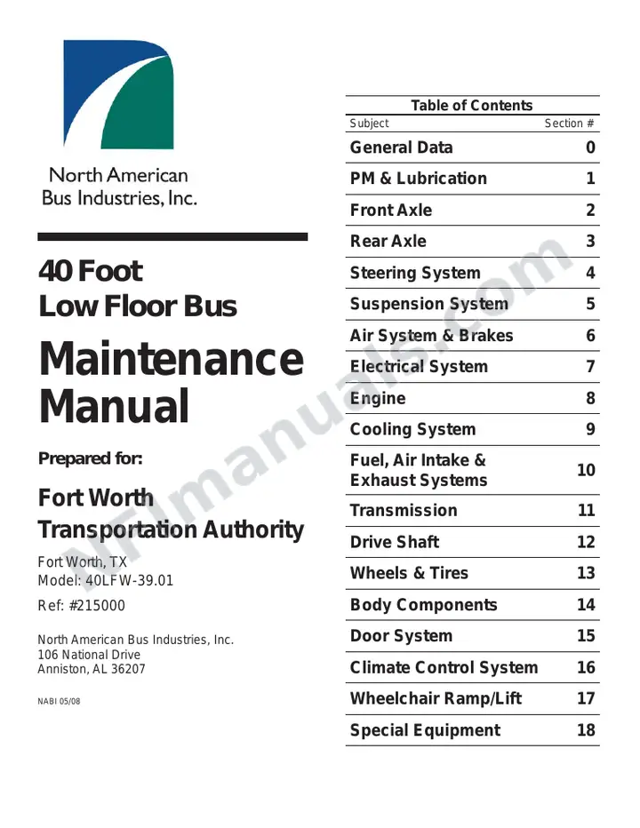 SR9170 (215000) Service Manual, Fort Worth Transportation Authority first-page preview