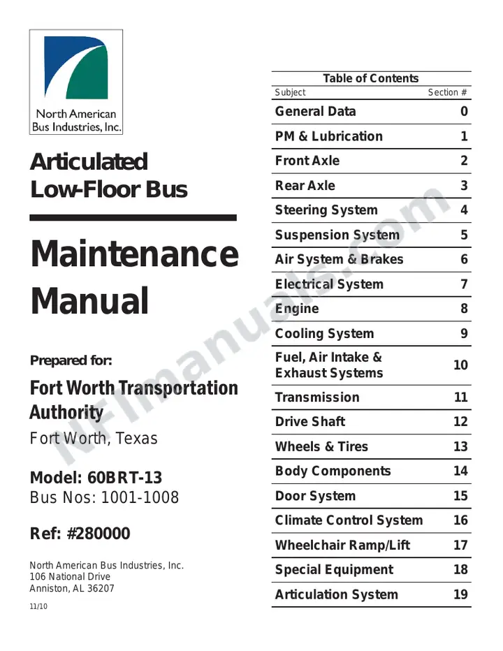 SR9228 (280000) Service Manual, Fort Worth Transportation Authority first-page preview