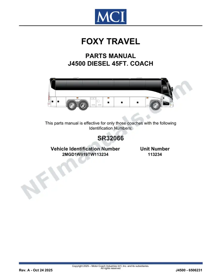 SR32066 Parts Manual, Foxy Travel first-page preview