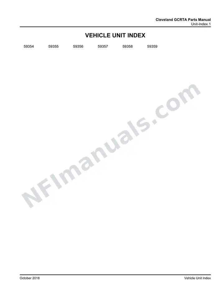 D4500 Parts Manual, Cleveland GCRTA 2010 for Units 59354-59359 first-page preview