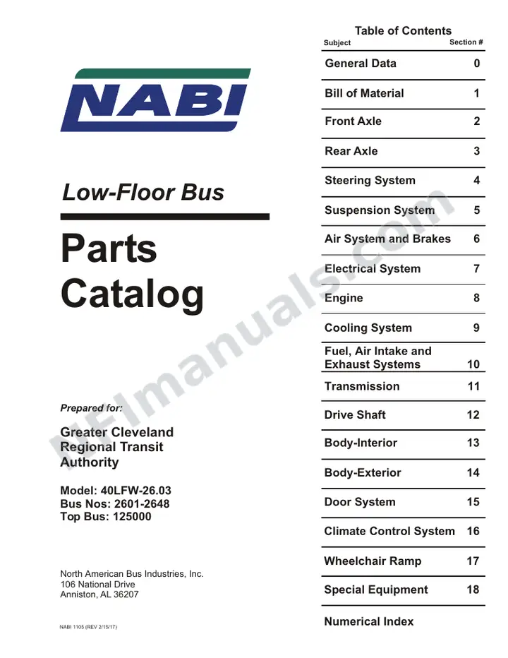 SR9099 (125000) Parts Manual, Cleveland first-page preview