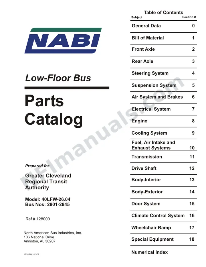 SR9101 (128000) Parts Manual, Cleveland first-page preview