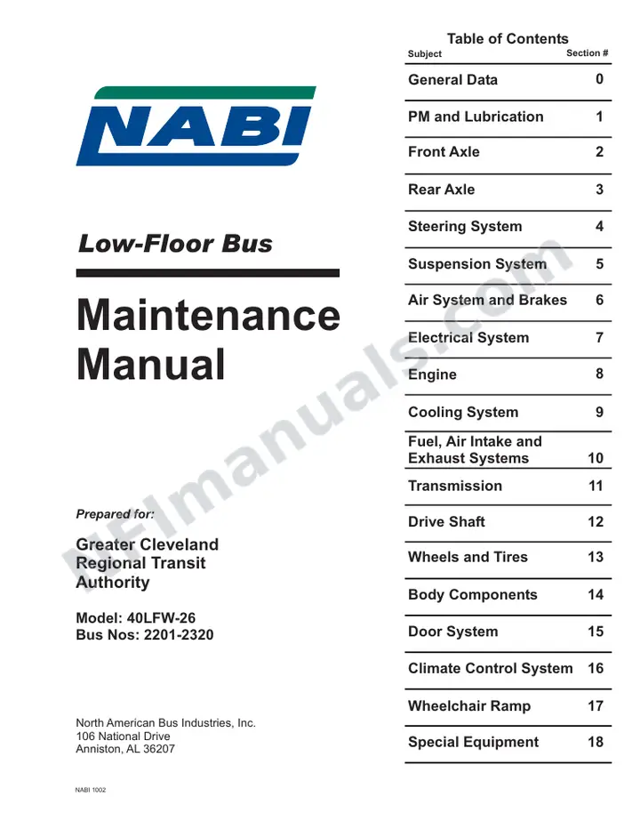 SR9059 (76000) Service Manual, GCRTA Cleveland first-page preview