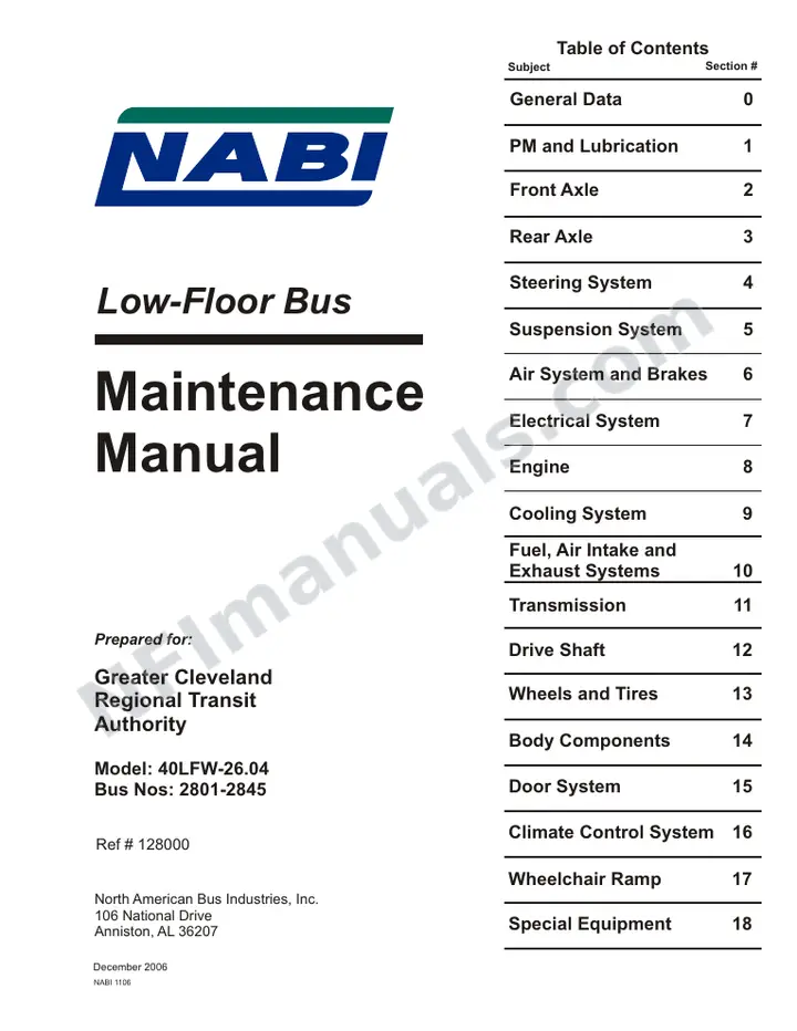 SR9101 (128000) Service Manual, GCRTA Cleveland first-page preview