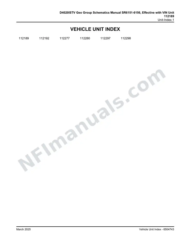 D4020ISTV Geo Group Schematics Manual SR6151-6156, Effective with VIN Unit 112189 first-page preview