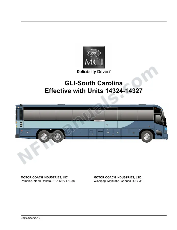 D4505 GLI South Carolina Parts Manual 03 26 1430, Effective with VIN Units 14324 14327 first-page preview
