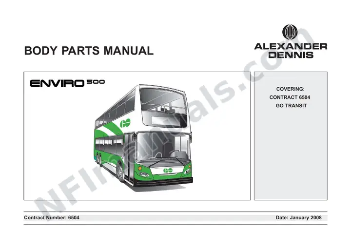 GO Transit, 6504 Body Parts Manual first-page preview
