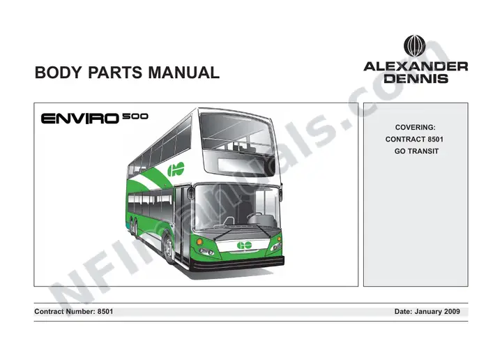 GO Transit, 8501 Body Parts Manual first-page preview