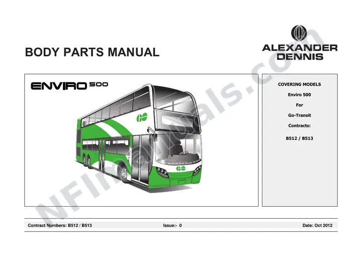 GO Transit, B512-B513 Body Parts Manual first-page preview