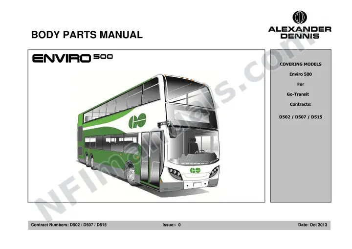 GO Transit, D502/D507/D515 Body Parts Manual first-page preview