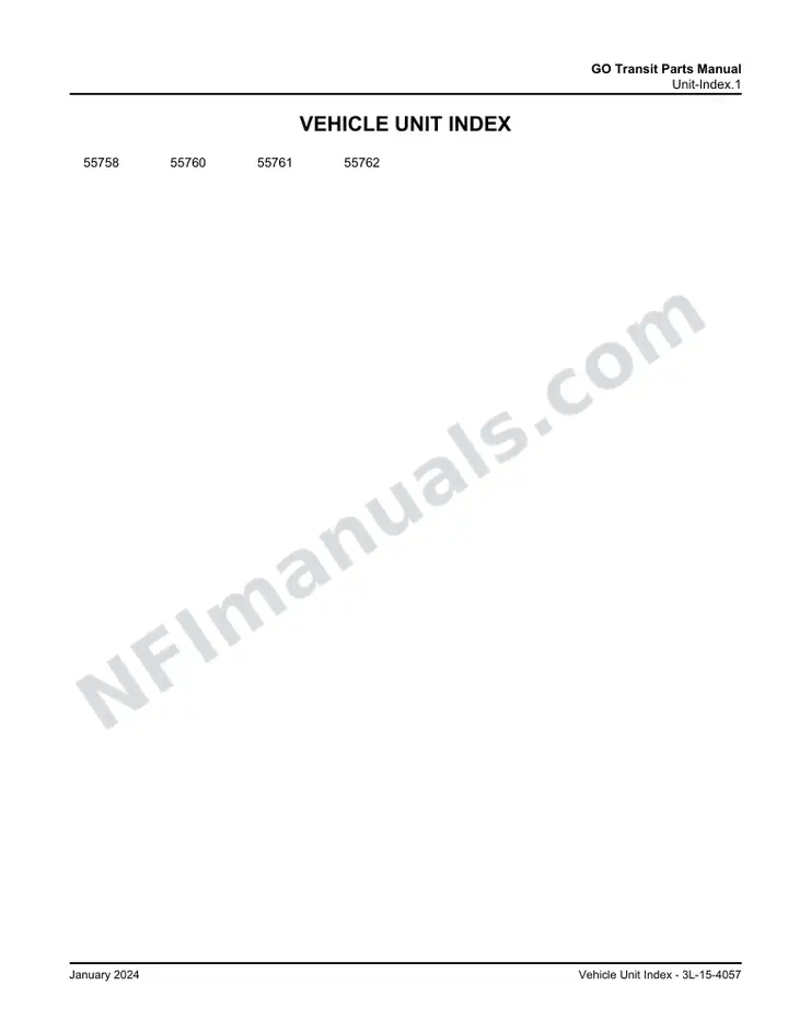 102D GO Transit Parts Manual Supplement 3L 15 4057, Effective with VIN Units 55758, 55760 55762 first-page preview