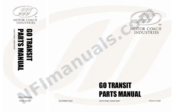 D4500 Parts Manual, GO Transit 2003 for Units 56263, 56268-56297 first-page preview