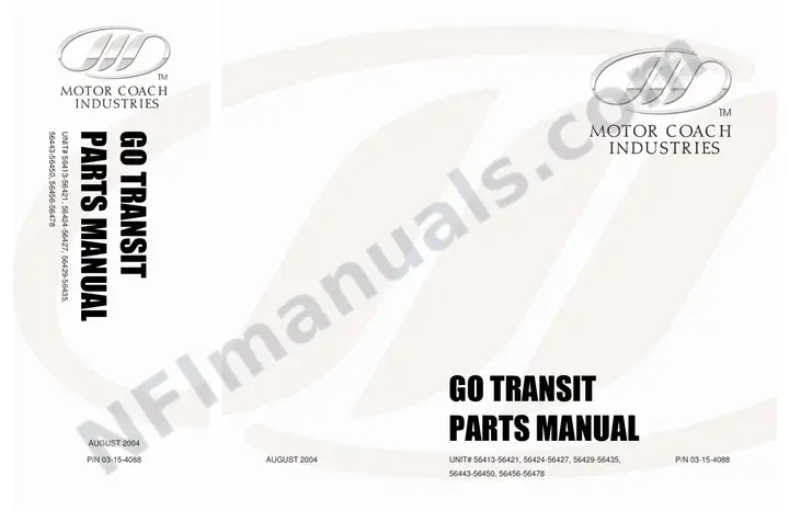 D4500 Parts Manual, GO Transit 2004 for Units 56413-56478 first-page preview