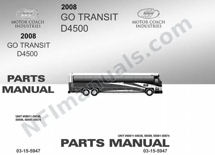 D4500 GO Transit Parts Manual 03 15 5947, Effective with VIN Units 58611 58630, 58659 58674 first-page preview