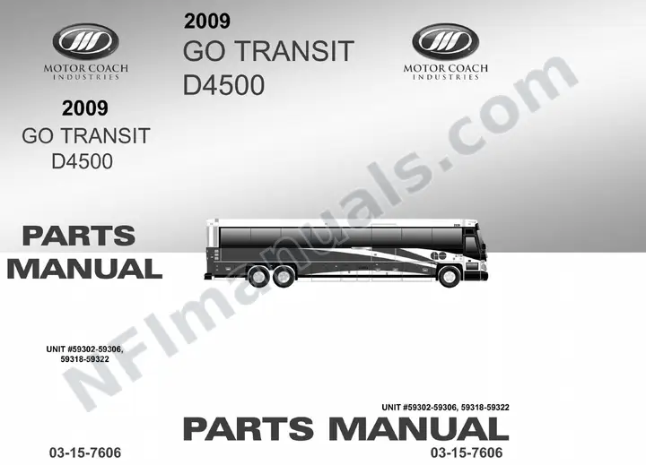 D4500 GO Transit Parts Manual 03 15 7606, Effective with VIN Units 59302 59306, 59318 59322 first-page preview