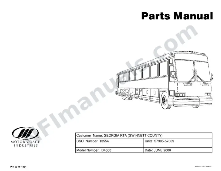 D4500 Parts Manual, Georgia RTA (Gwinnet County), 2006 for Units 57305-57309 first-page preview