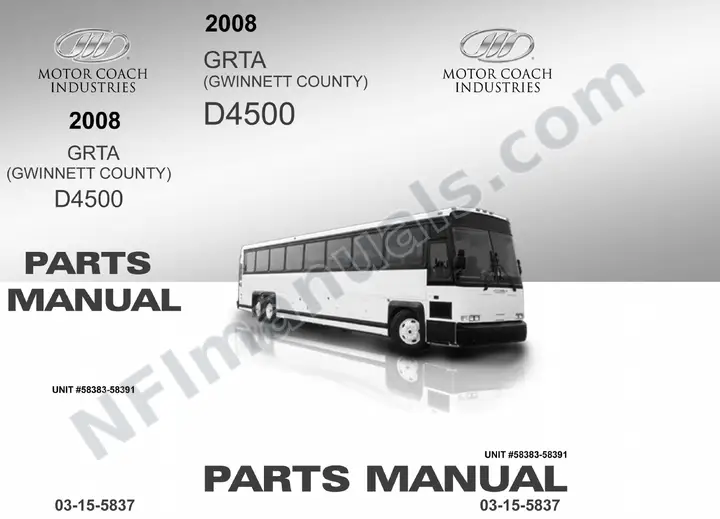 D4500 GRTA Gwinnet County Parts Manual 03 15 5837, Effective with VIN Units 58383 58391 first-page preview