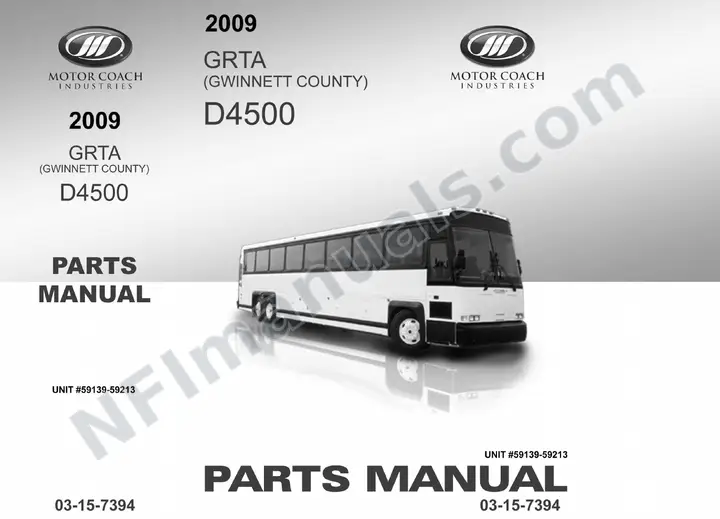 D4500 GRTA Gwinnet County Parts Manual 03 15 7394, Effective with VIN Units 59139 59213 first-page preview