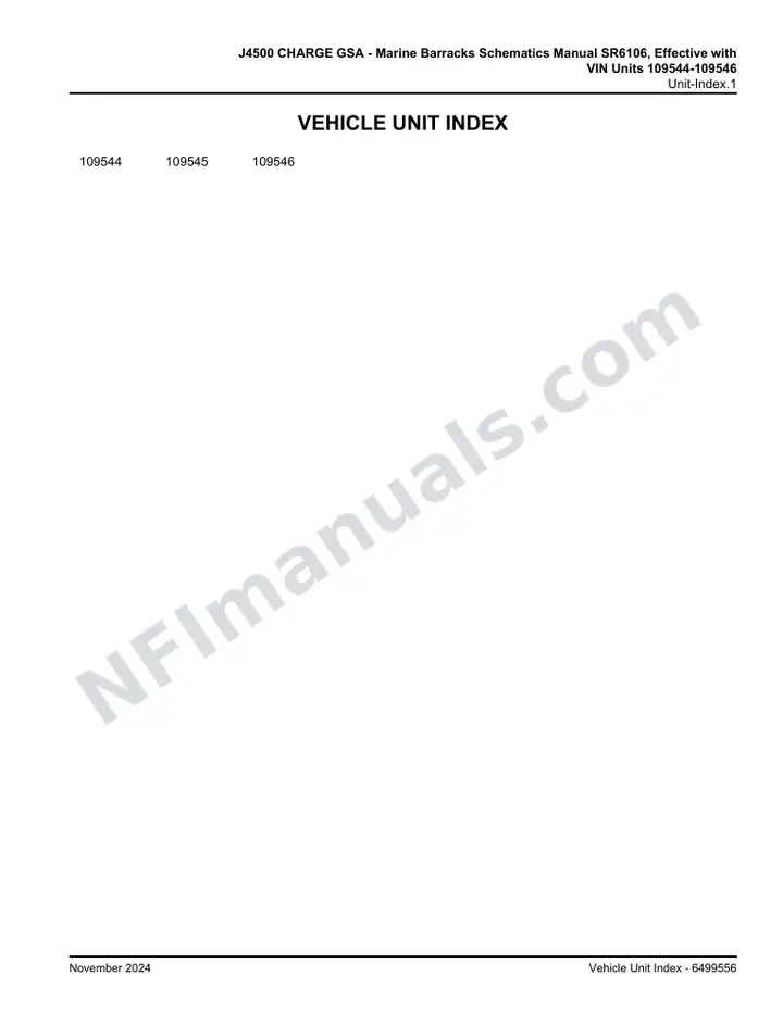 J4500 CHARGE GSA - Marine Barracks Schematics Manual SR6106, Effective with VIN Units 109544-109546 first-page preview