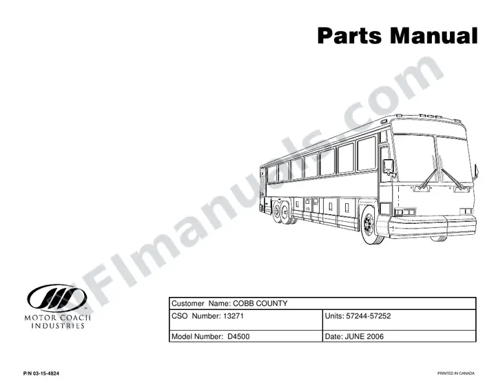 D4500 Parts Manual, Georgia RTA (Cobb County), 2006 for Units 57244-57252 first-page preview