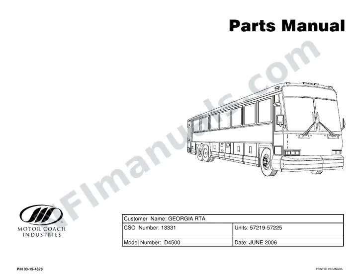 D4500 Parts Manual, Georgia RTA, 2006 for Units 57219-57225 first-page preview