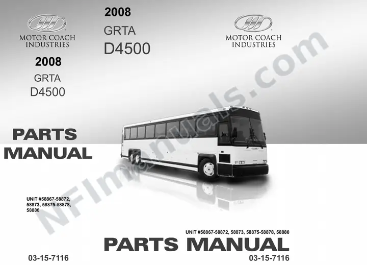 D4500 Parts Manual, GRTA 2008 for Units 58867-58880 first-page preview