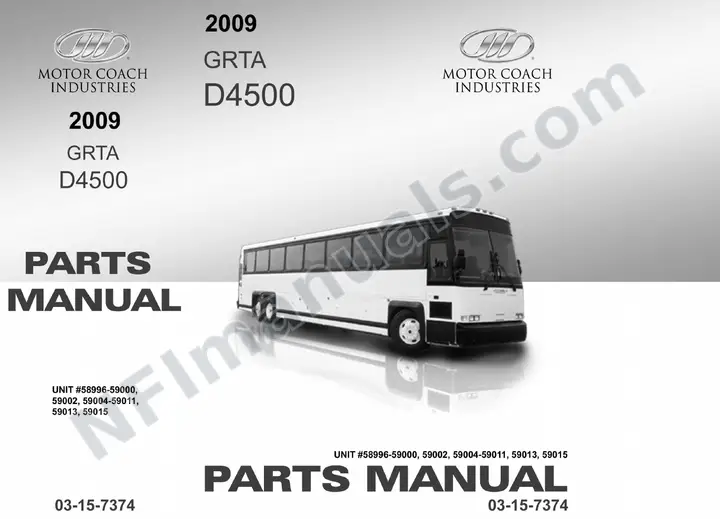 D4500 GRTA Parts Manual 03 15 7374, Effective with VIN Units 58996 59015 first-page preview
