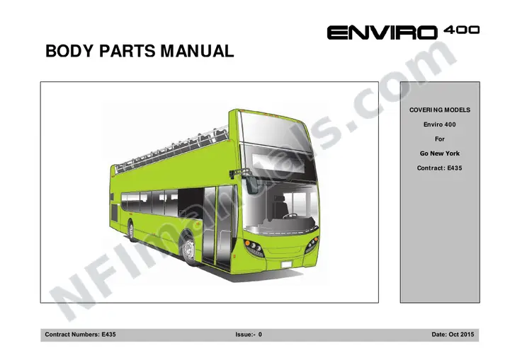 Go New York Tours, E435 Body Parts Manual first-page preview