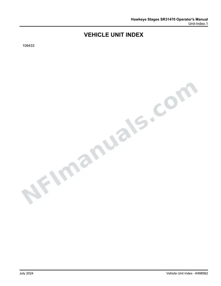 J3500 Hawkeye Stages SR31470 Operator's Manual, 2024 for Unit 109433 first-page preview