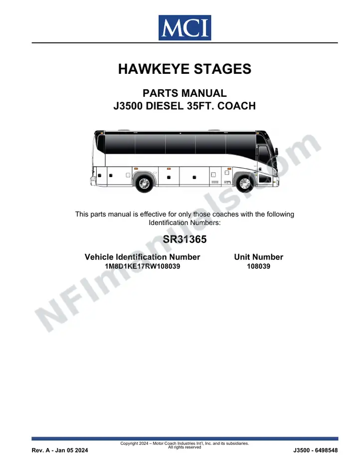 SR31365 Parts Manual, Hawkeye Stages first-page preview