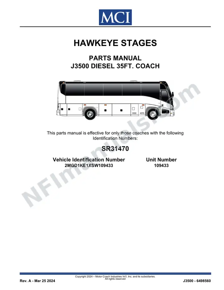 SR31470 Parts Manual, Hawkeye Stages first-page preview