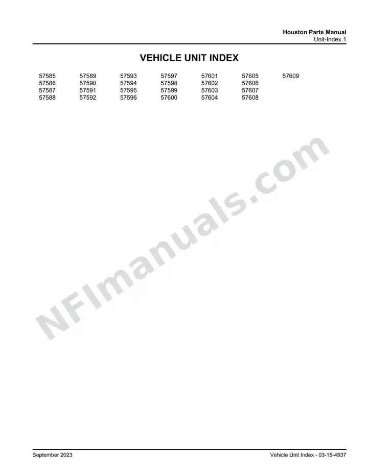 D4500 Houston Parts Manual, 2006 for Units 57585-57609 first-page preview