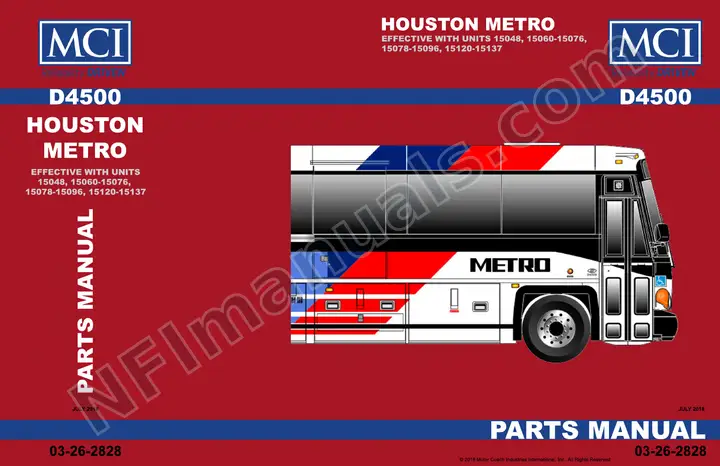 D4500 Houston Metro Transit Authority Parts Manual 03 26 2828, Effective with VIN Units 15048 15137 first-page preview