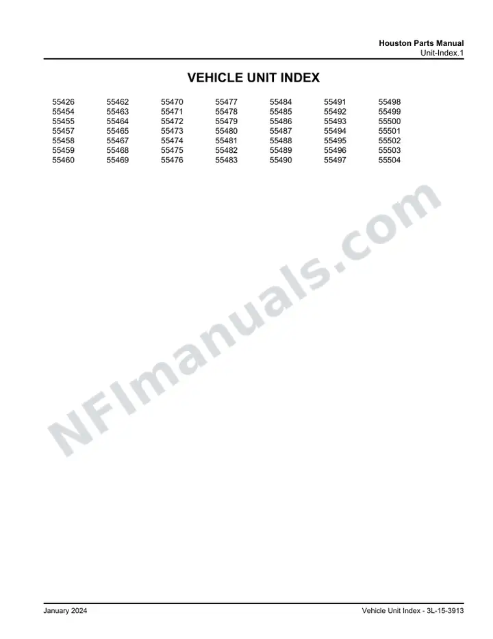 D4500 Houston Metro Transit Authority Parts Manual 3L 15 3913, Effective with VIN Units 55426, 55454 55504 first-page preview