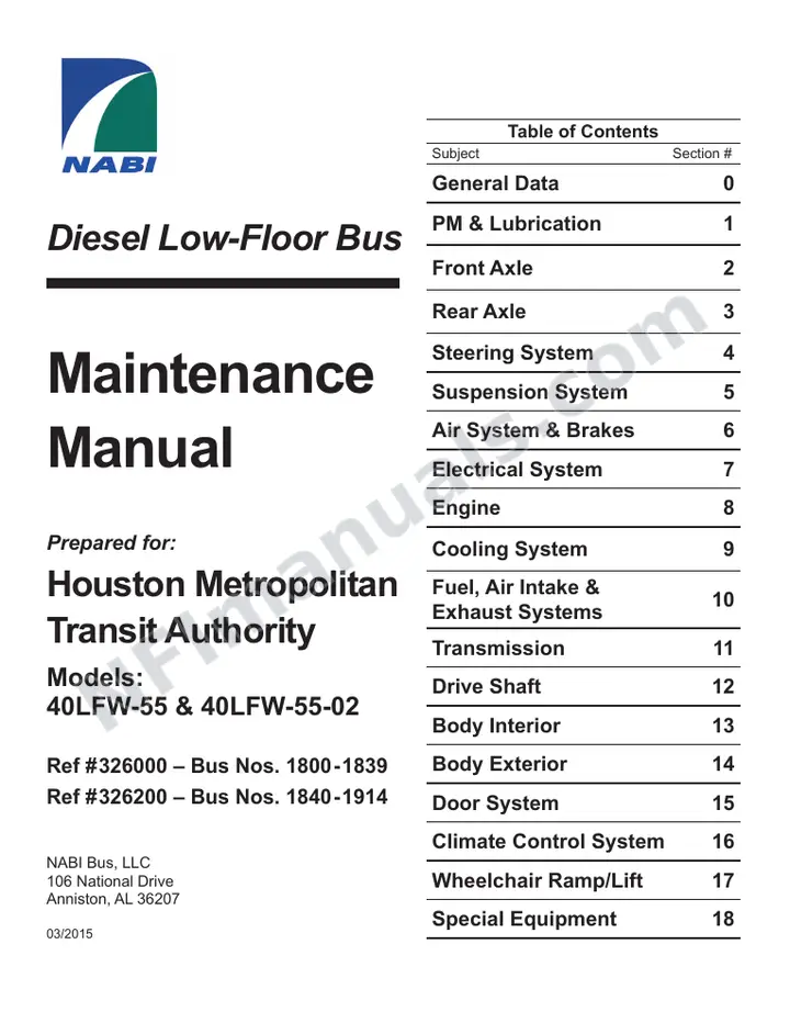 SR9276 (326000) Service Manual, Houston Metro Transit Authority first-page preview