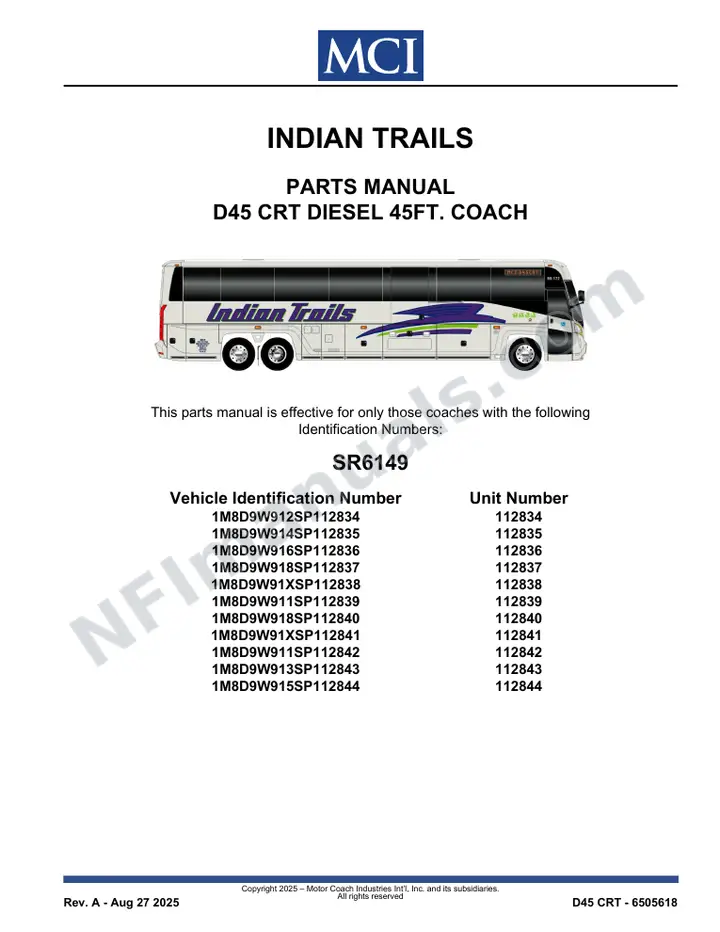SR6149 Parts Manual, Indian Trails first-page preview