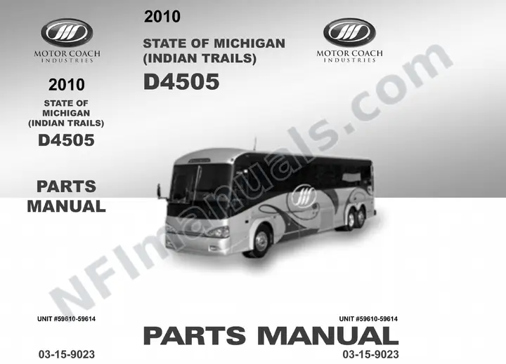 D4505 Indian Trails, Michigan Parts Manual 03 15 9023, Effective with VIN Units 59610 59614 first-page preview