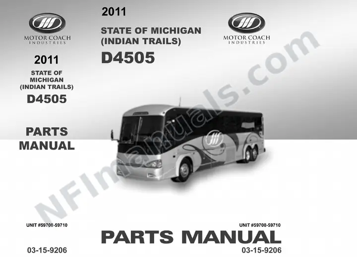 D4505 Indian Trails, Michigan Parts Manual 03 15 9206, Effective with VIN Units 59708 59710 first-page preview