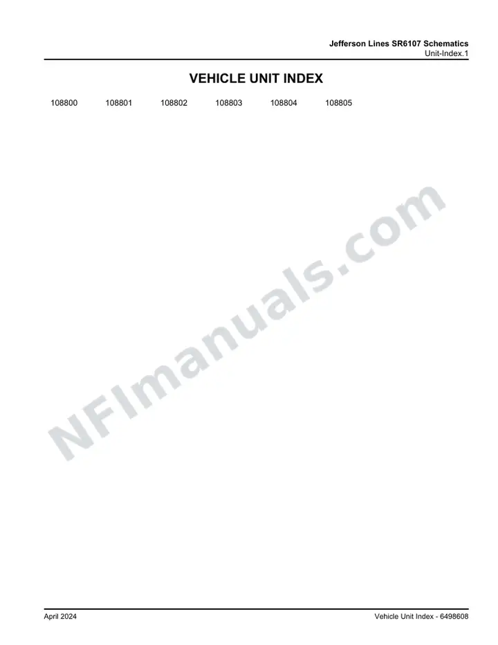 D4520 Jefferson Lines SR6107 Schematics, 2024 for Units 108800-108805 first-page preview