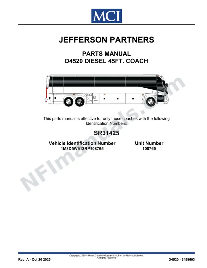 SR31425 Parts Manual, Jefferson Partners first-page preview