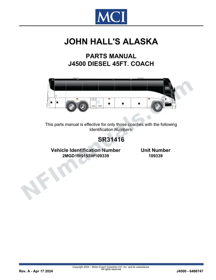 SR31416 Parts Manual, John Hall's Alaska first-page preview