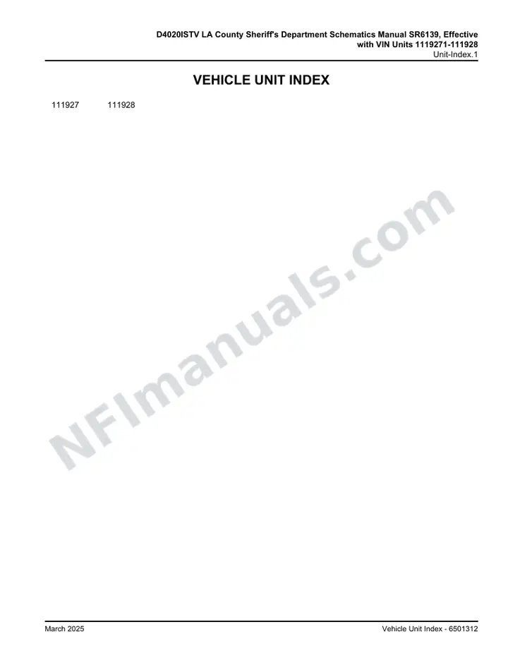 D4020ISTV LA County Sheriff's Department Schematics Manual SR6139, Effective with VIN Units 1119271-111928 first-page preview