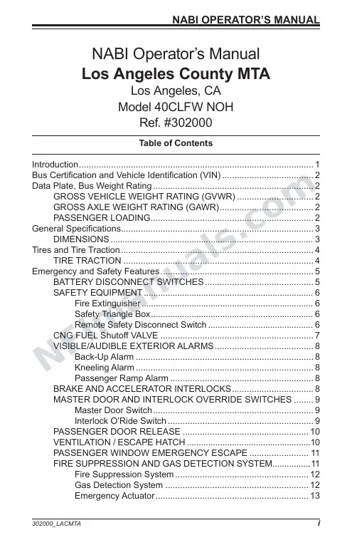 302000 Operator’s Manual, LACMTA first-page preview