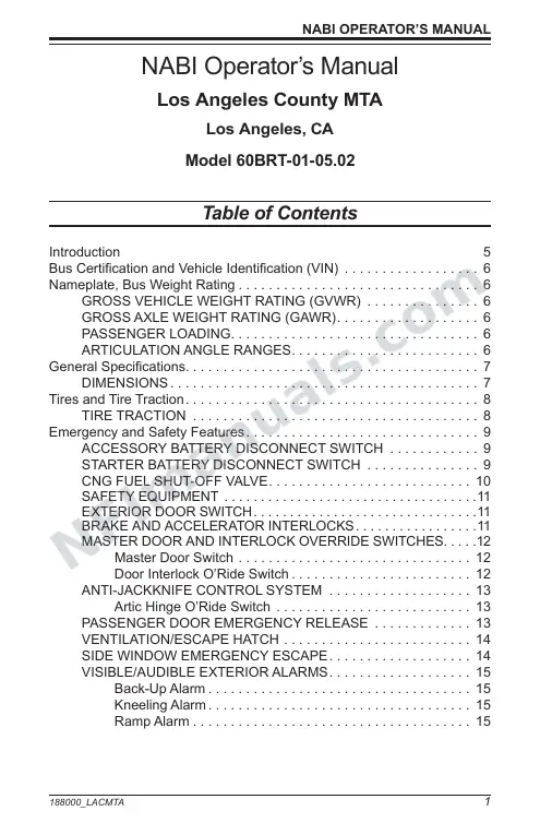 SR9146 (188000) Operator’s Manual, LACMTA first-page preview