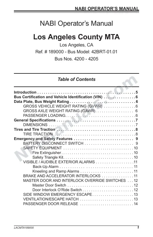 SR9147 (189000) Operator’s Manual, LACMTA first-page preview