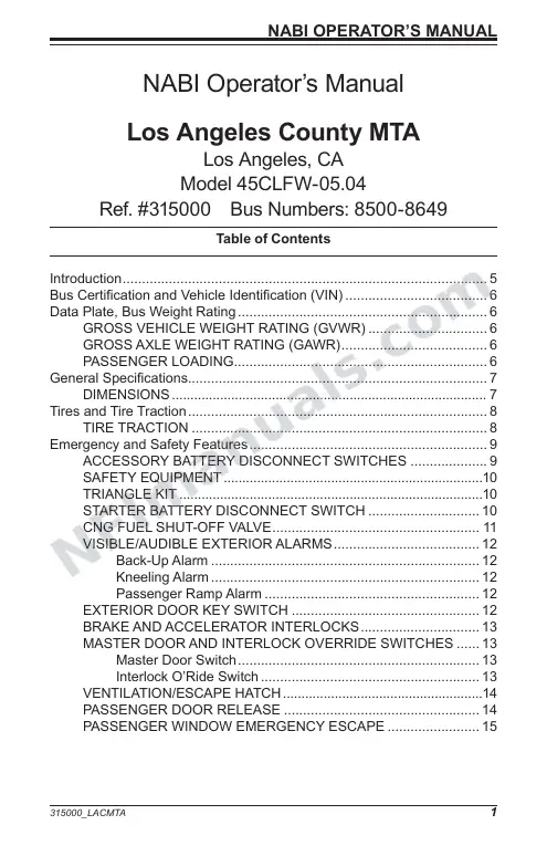 SR9264 (315000) Operator’s Manual, LACMTA first-page preview